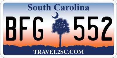 SC license plate BFG552