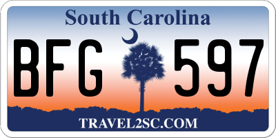 SC license plate BFG597