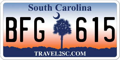 SC license plate BFG615