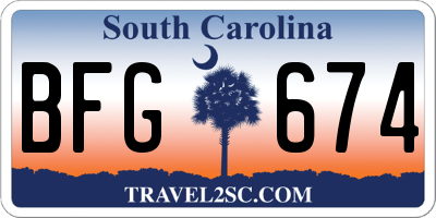 SC license plate BFG674