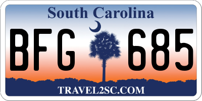 SC license plate BFG685