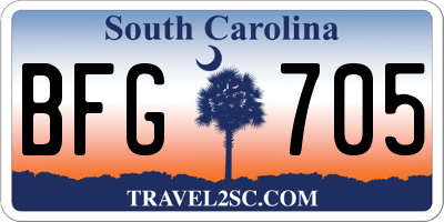SC license plate BFG705