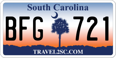 SC license plate BFG721