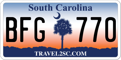 SC license plate BFG770