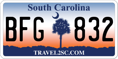SC license plate BFG832