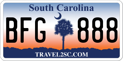 SC license plate BFG888