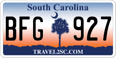 SC license plate BFG927