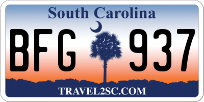 SC license plate BFG937