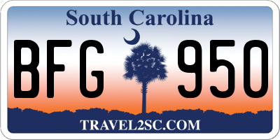 SC license plate BFG950
