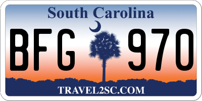 SC license plate BFG970