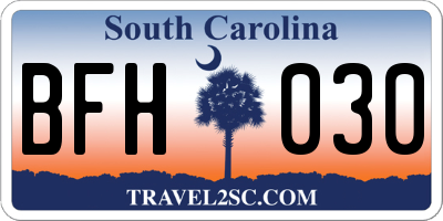 SC license plate BFH030