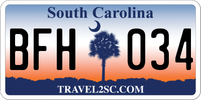 SC license plate BFH034
