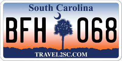 SC license plate BFH068