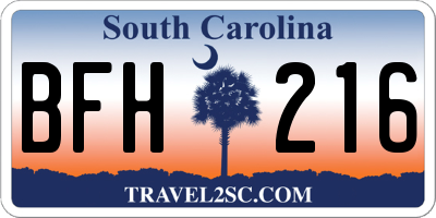 SC license plate BFH216