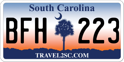 SC license plate BFH223