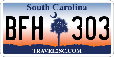 SC license plate BFH303