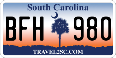 SC license plate BFH980