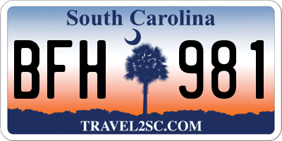 SC license plate BFH981