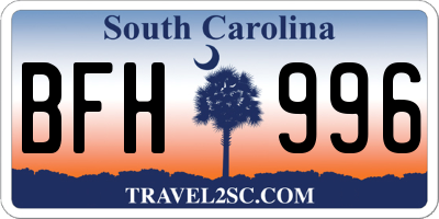 SC license plate BFH996