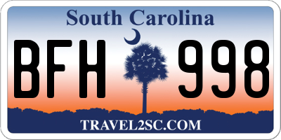 SC license plate BFH998