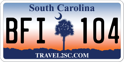 SC license plate BFI104