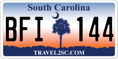 SC license plate BFI144
