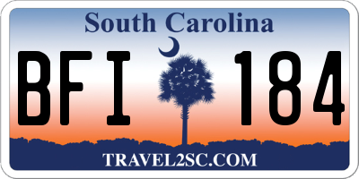 SC license plate BFI184