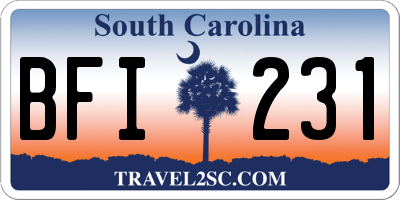 SC license plate BFI231