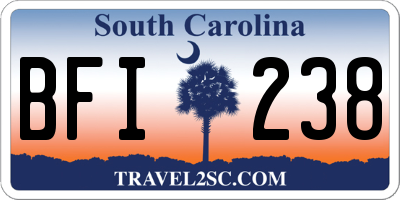 SC license plate BFI238