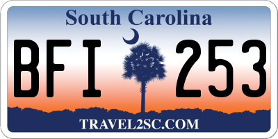 SC license plate BFI253