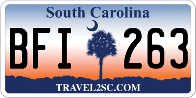 SC license plate BFI263