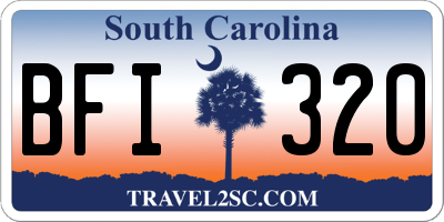 SC license plate BFI320