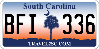 SC license plate BFI336