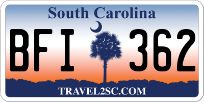 SC license plate BFI362