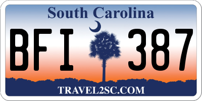SC license plate BFI387