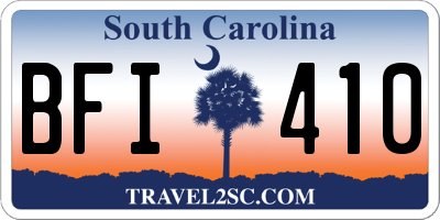 SC license plate BFI410