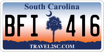 SC license plate BFI416