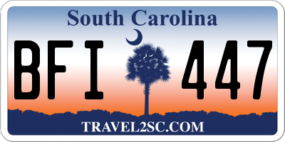SC license plate BFI447