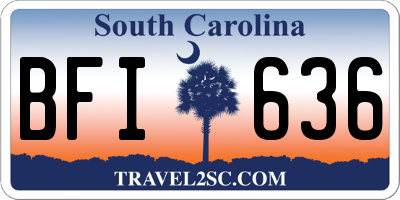 SC license plate BFI636