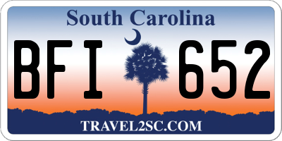 SC license plate BFI652