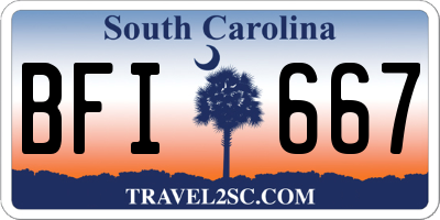 SC license plate BFI667