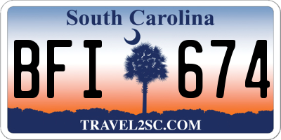 SC license plate BFI674
