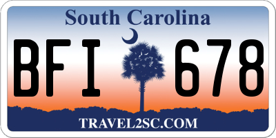 SC license plate BFI678