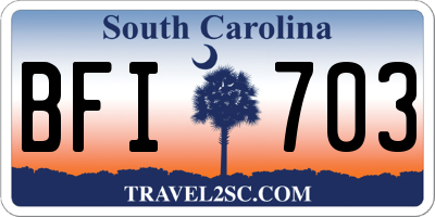 SC license plate BFI703