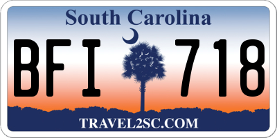 SC license plate BFI718