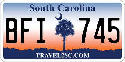 SC license plate BFI745