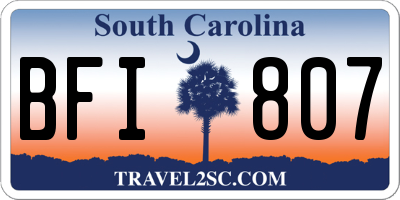 SC license plate BFI807
