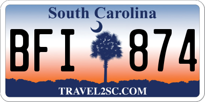 SC license plate BFI874