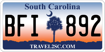 SC license plate BFI892