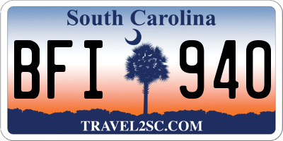 SC license plate BFI940